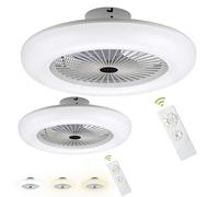 Fiqops 2x Ventilateur de Plafond avec Lumière, 80W Lampe de Ventilateur LED Timing avec Télécommande, Température de Couleur Réglables, 3 Wind Speed pour Chambres Coucher Salle Manger