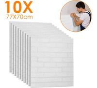 Fiqops 3D papier peint 10 pcs stickers muraux autocollants - 77x70cm aspect brique papier peint moderne imperméable stickers muraux pour salon, chambre à coucher