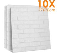 Fiqops 3D Papier peint Mur 10 pcs autocollant - 77x70cm aspect brique Papier peint moderne imperméable Stickers muraux pour salon, chambre à coucher