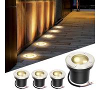 Fiqops 4pcs Projecteur encastrable extérieur LED 3W blanc chaud IP65,Spot d'éclairage de sol noir rond,Luminaire encastrable jardin étanche pour terrasse/piscine,Résistant au passage 230V