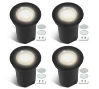 Fiqops 4pcs Spot encastrable étanche IP67 Noir ronde avec LED GU10 3W blanc neutre interchangeable,Projecteur de sol orientable ave lentille de réserve,Luminaire de sol pour chemin/jardin 230V