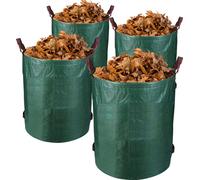 Fiqops 4X Sacs à déchets de jardin Sac à feuilles 272L avec anses de transport XXL Conteneur gazon Sac à déchets de jardin