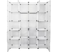 Fiqops Armoire Penderie Étagère en plastique DIY Étagère à dossiers Étagère pour enfants Étagère de salle de bain Étagère à livres 20 cubes blanc