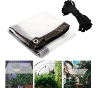 Fiqops Bâche transparente imperméable avec œillets Résistante aux intempéries Auvents et bâches pour meubles de jardin Plantes Serre Pet Hutch Toit 2M x 4M