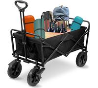 Fiqops Bollerwagen pliable capacité de charge jusqu'à env. 100 kg - noir Bollerwagen pliable Strandwagen Handwagen Gerätewagen pliable enfants excursion