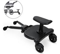 Fiqops Buggy board Upgrade Universal Kiddy Marchepied Poussette Accessoires avec siège Noir