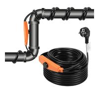 Fiqops Câble chauffant antigel de 18 m avec thermostat 288 W 230 V IP68, câble antigel chauffage d'accompagnement de tuyaux avec interrupteur automatique, bande chauffante pour conduites d'eau dans la