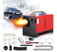 Fiqops Chauffage auxiliaire portable diesel 8 kW 5 l 12 V/24 V CC Chauffage auxiliaire diesel avec télécommande et écran LCD Chauffe-air diesel pour voiture, camping, camping-car Rouge