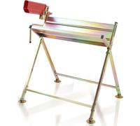 Fiqops chevalet de sciage avec support pour tronçonneuse, protège-chaîne, jauge, jusqu'à 150 kg, support de scie pliable, métal, or, 1 pièce