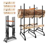 Fiqops Chevalet de sciage pliable pour tronçonneuse - Chevalet de scie à bois avec sécurité d'éjection et échelle de mesure - Charge maximale : 150 kg - Tréteau à bois pour coupe rapide du bois de