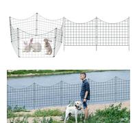 Fiqops Clôture de Bassin Jardin Clôture Modulaire, Éléments de Clôture en Métal avec 20 Éléments de Clôture et 24 Tiges de Fixation, Flexible et Extensible, Sortie pour Chiot, Clôture pour Chiens