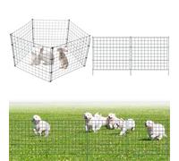 Fiqops Clôture d'étang - Clôture de jardin en métal avec 20 éléments de clôture et 24 barres de fixation - Flexible et extensible - Clôture pour chiots - Clôture pour chiens (droite, verte)