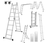 Fiqops Échelle Multifonction 4 x 4-470 cm - 7 en 1 - en Aluminium - Échelle Pliante - Échelle Domestique - Échelle de Travail - Échelle Multifonction