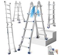 Fiqops Échelle Multifonctionnelle 513cm 4x5 Échelons Échelle Télescopique 3 en 1 en Aluminium Échelle Multifonctionnelle Échelle Pliante Charge Maximale de 150 KG, Échelle à Coulisse Échelle Double