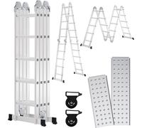 Fiqops Echelle multifonctionnelle Echelle pliante Echelle télescopique 4x5 582cm Echelle d'appui Echelle double Echelle de ménage Echelle en aluminium