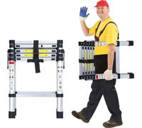 Fiqops Echelle télescopique Echelle pliante Stabil Aluminium Escabeau jusqu'à 150kg 1.4m+1.7m