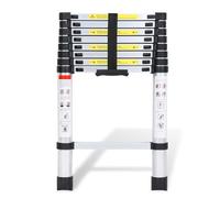 Fiqops Échelle télescopique en Aluminium 2,6 m - Antidérapante - Multifonction - Extensible - Charge maximale 150 kg