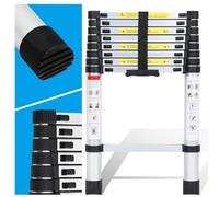 Fiqops Échelle télescopique en Aluminium de 2,6 m - Charge maximale : 150 kg - Antidérapante - Portable - Extensible - Multifonction