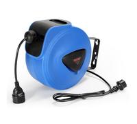 Fiqops Enrouleur de câble automatique 20m +1,5m, Enrouleur de câble montage mural,180° pivotant latéralement,pour l'atelier et le rangement,avec fonction de bourrage(fiche simple)