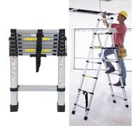 Fiqops Escabeau télescopique Escabeau pliant Stabil Aluminium Escabeau 2.0m+2.3m