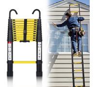Fiqops escabeau télescopique escabeau pliant Stabil Aluminium escabeau 3,2m noir+jaune avec crochet