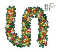 Fiqops Guirlande de Noël avec éclairage, 5 m, 100 LED blanc chaud, avec décoration et télécommande, guirlande lumineuse USB 8 modes, décoration de Noël pour cheminées, escaliers, mur