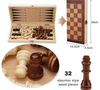 Fiqops Jeu d'échecs Jeux de société SET COMPLET Echecs Echecs de voyage Backgammon Bois 29x29CM Echecs de voyage