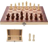Fiqops Jeu d'échecs Tableau pliable DESIGN Magnifique jeu d'échecs Backgammon 29x29CM