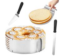Fiqops Kit à tarte Pelle à tarte en acier inoxydable - 23-30cm de diamètre Anneau à tarte Coupe à tarte Aide à la coupe pour la cuisine Cuire et décorer 4pcs.