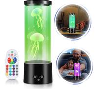 Fiqops LED méduse veilleuse lampe lave RGB lampe d'ambiance 3 niveaux de luminosité artificielle