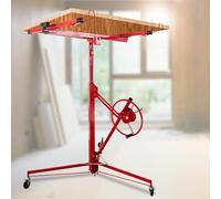 Fiqops Lève-plaque XXL jusqu'à 68 kg maximum pour plaques de plâtre de 140 à 350 cm - Hauteur de travail réglable en hauteur - Largeur du bras de charge maximale : 290 cm - Rouge