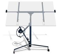 Fiqops Lève-plaque XXL jusqu'à 68 kg maximum pour plaques de plâtre de 140 à 350 cm - Hauteur de travail réglable en hauteur - Largeur du bras de charge maximale : 290 cm - Bleu