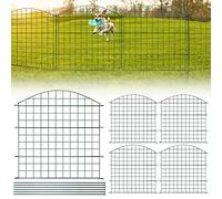 Fiqops Lot de 10 Éléments de Clôture d'Étang et 12 Clôtures de Jardin en Métal - Barres de Fixation Décoratives, Kit pour Jardin, Clôture pour Chiens, Arche Supérieure