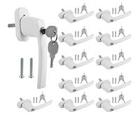 Fiqops Lot de 12 poignées de fenêtre verrouillables en aluminium - Sécurité enfant verrouillable - Inclinable et fermé - Avec 24 paires de clés identiques