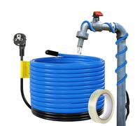 Fiqops Lot de 2 câbles chauffants antigel de 12 m avec thermostat et ruban adhésif de 20 m, 204 W 230 V IP68 Câble antigel 17 W/M avec interrupteur automatique, bande chauffante pour conduite d'eau