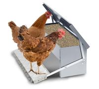 Fiqops Lot de 2 mangeoires automatiques pour poules 5 kg avec pédale automatique et couverture imperméable pour volailles étanches et anti-rats