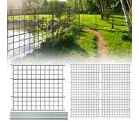 Fiqops Lot de 20 clôtures d'étang avec 20 éléments de clôture et 24 clôtures de jardin en métal, barres de fixation décoratives, kit de clôture pour le jardin, clôture pour chiens, droite