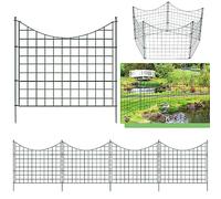 Fiqops Lot de 20 clôtures d'étang avec 20 éléments de clôture et 24 clôtures de jardin en métal, barres de fixation décoratives, kit de clôture pour le jardin, clôture pour chiens, arche inférieure