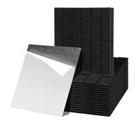 Fiqops Lot de 36 panneaux acoustiques carrés, autocollants, noirs, haute densité, minces, pour décoration murale et isolation acoustique, studio et décoration de la maison (30 x 30 x 0,9 cm)