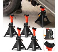 Fiqops Lot de 4 chandelles d'essieu - Capacité de charge 3 T - Hauteur réglable de 285 à 430 mm - Avec goupille de sécurité et patins en caoutchouc - Convient pour les voitures, caravanes