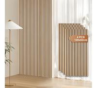 Fiqops Lot de 4 panneaux acoustiques en bois - 120 x 60 cm - Panneaux muraux en feutre et feutre - Revêtement mural en bois de chêne - Pour studio et maison - Décoration murale intérieure - Grande
