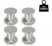 Fiqops Lot de 4 pieds de meuble Pied de table de meuble Aluminium，Hauteur:180 mm ; Diamètre : 40 mm ; Réglage en hauteur : + 15 mm