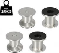 Fiqops Lot de 4 pieds de meuble Pieds de table Pied de socle de table Meubles Aluminium，Hauteur:120 mm ; Diamètre : 40 mm ; Réglage en hauteur : + 15 mm