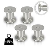 Fiqops Lot de 4 pieds de meuble Pieds de table Pied de socle de table Meubles Aluminium，Hauteur:60 mm ; Diamètre : 40 mm ; Réglage en hauteur : + 15 mm