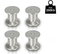 Fiqops Lot de 4 pieds de meuble Pieds de table Pied de socle de table Meubles Aluminium,Hauteur:80 mm ; Diamètre : 40 mm ; Réglage en hauteur : + 15 mm