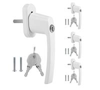 Fiqops Lot de 4 poignées de fenêtre verrouillables en aluminium - Blanc - Sécurité enfant - Avec serrure - Avec 8 paires de clés identiques