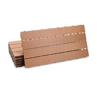 Fiqops Lot de 60 dalles de terrasse WPC 30 x 60 cm pour balcon, jardin, avec système à clic, résistantes à l'eau, pour 10 m², marron
