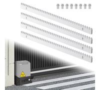 Fiqops Lot de 8 crémaillères pour portail coulissant, 4 m de long (50 cm de long), en acier galvanisé, argenté