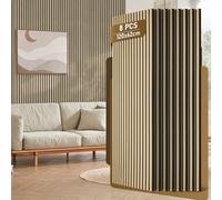 Fiqops Lot de 8 panneaux acoustiques en bois - 120 x 60 cm - Panneaux muraux en fond de bois et feutre - Couleur bois brut - Revêtement mural pour studio et maison - Décoration murale intérieure