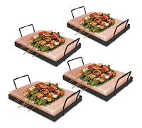 Fiqops Lot de 8 pierres de sel XXL pour griller, 20 x 30 x 3 cm, avec plaque en fer, pierre à griller réutilisable, sel de cristal original du promontoire, plaque de sel pour barbecue